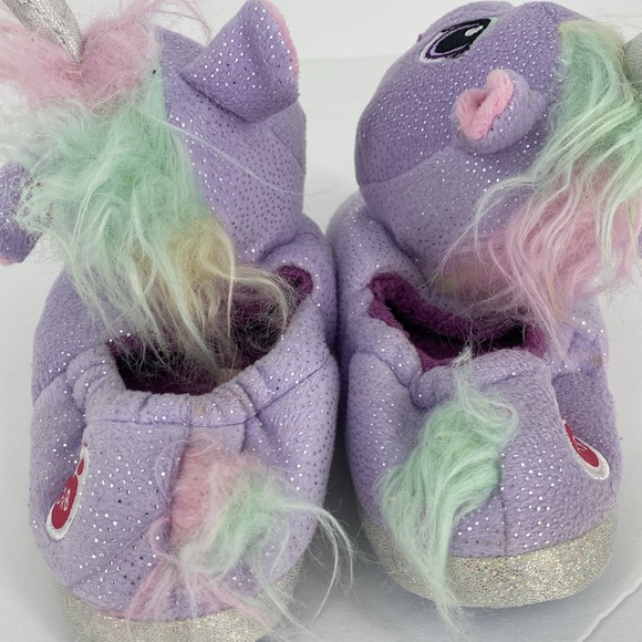 Build a Bear Purple Unicorn Slippers Toddler Girls Size S 10 to 11 Rubber Sole - Picture 6 of 10